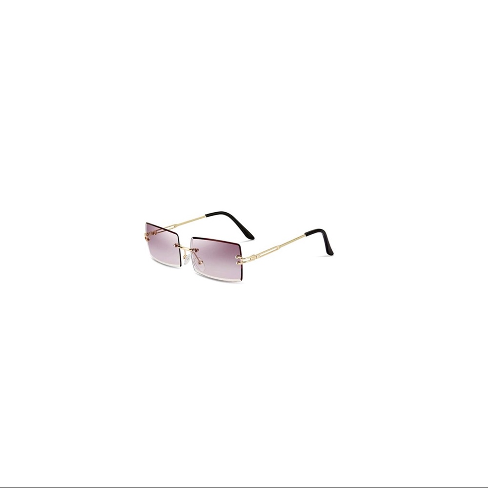 purple y2k rimless sunglasses